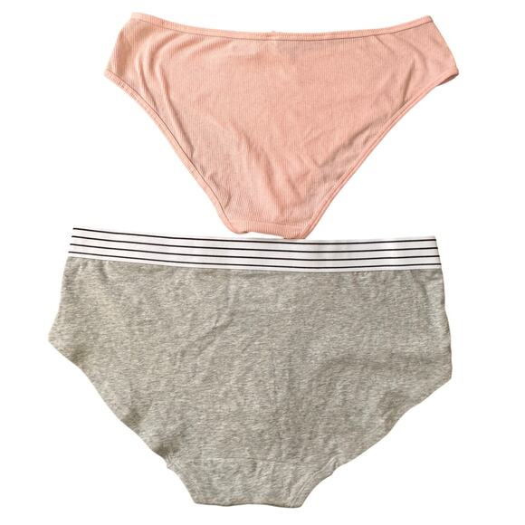 NEW JENNI MACY’S Pink Gray Ribbed Hipster Thong Size 2XL/Plus 2X Lot Of 2 - Picture 2 of 3